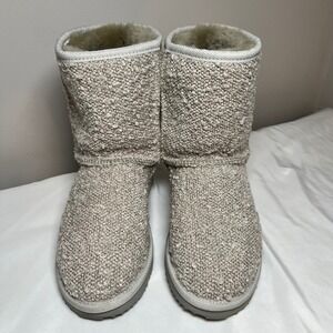 UGG Since 1974 Womens 6 Boucle Mid Knit Boots Cloud/Gray EUC‎ Australia Winter